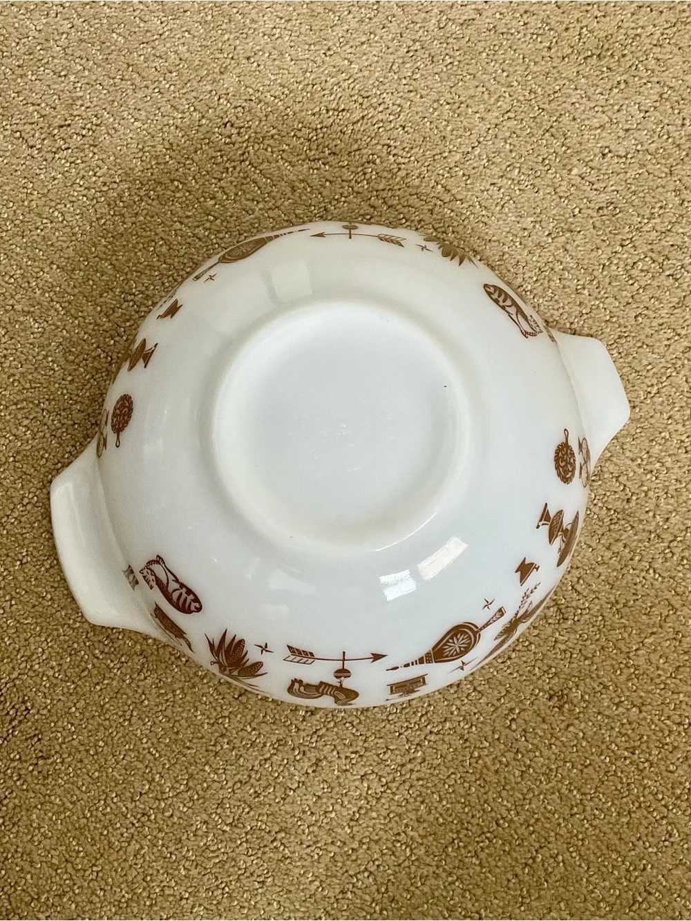 Vintage Pyrex Early American Cinderella Bowl 443 2.5 Qt Brown White